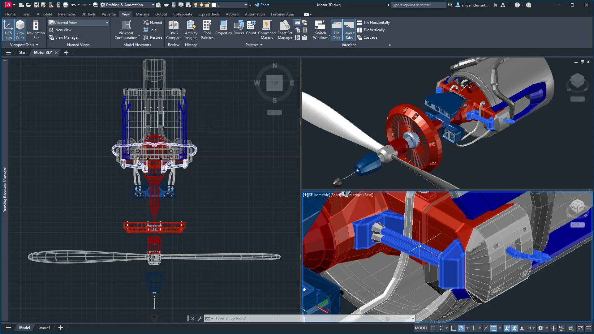 Работа с плавающими окнами 3D-модели в AutoCAD